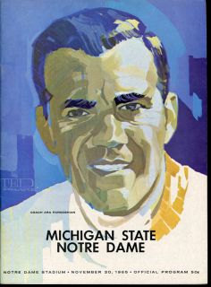 1965 Michigan State V Notre Dame Program EX Condition Spartans