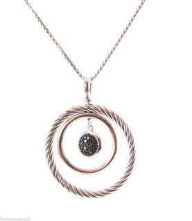 David Yurman Silver Pave Black Diamond Mobile Pendant Necklace 16 925