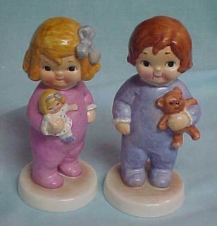 Goebel Dolly Dingle Billie Bumps at Christmas Figurines Pair w Germany