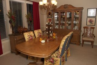 Lexington Solid Wood Dining Room Set Table Buffet Hutch Chairs