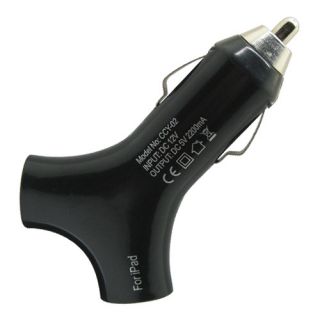 New Black Y Dual 2 Port USB Car Charger Adapter for The New iPad 3 2