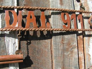 Hanging Metal Western We Dont Dial 911 Pistol Sign 45 inches