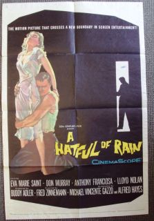  OF RAIN 1 Sheet Movie Poster DON MURRAY Eva Marie Saint 1957 ORIGINAL