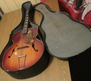 OLD VINTAGE ANTIQUE SHERWOOD DELUXE ACOUSTIC ARCHTOP GUITAR