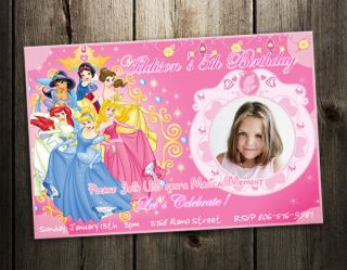 Disney Princess Birthday Party Invitation Photo Card Custom Invites