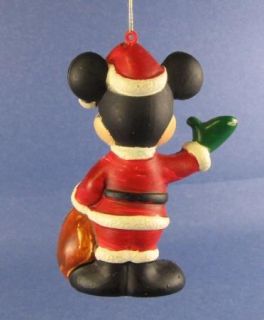  Ornament Disney Mickey Mouse as Santa with Bag of Gifts Vintage