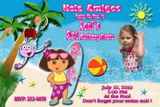 Pool Party Custom Birthday Invitation Mickey Dora