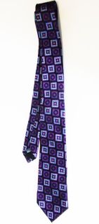 Duchamp Mens Tie Attractive Bright Multi Patterned Purple Tie MSRP $