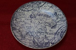 222 Fifth Due North Blue World Map Round Appetizer Plates s 4