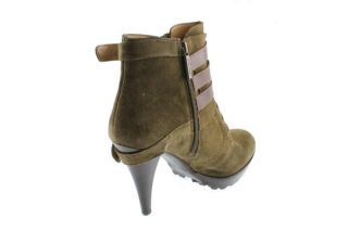 Nine West New Donley Green Suede Heels Platforms Ankle Boots Shoes 8