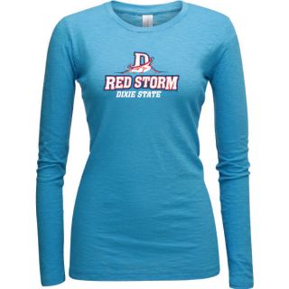 Dixie State Red Storm Turquoise Womens Logo Vintage Long Sleeve T