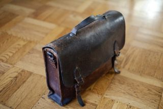  French Leather Bag Briefcase Satchel Duluth Paris Parisian Vtg