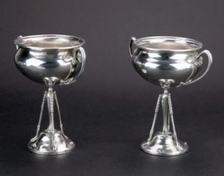  SOLID SILVER PAIR OF GOLF CUP TROPHIES, A CLARK, BIRMINGHAM c.1928