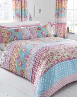 Double Bed Duvet Cover P Case Bedding Set Country Floral Shabby Chic