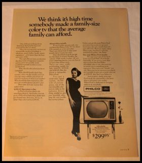 Vintage 1967 Philco Ford Ad Affordable Color TV 4 Family ✔ Free