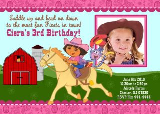 Dora The Explorer Photo Custom Birthday Invitations