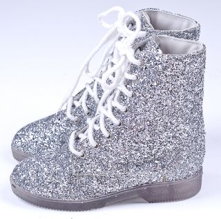La Durance Silver Glitter Pageant Dance Boot Shoes 10 5