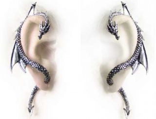  of Alchemy Gothic Pewter The Dragons Lure Wrap Cuff Earrings