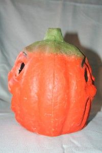 Vintage Antique Halloween Paper Mache Pulp Pumpkin 2 Faced Jack O
