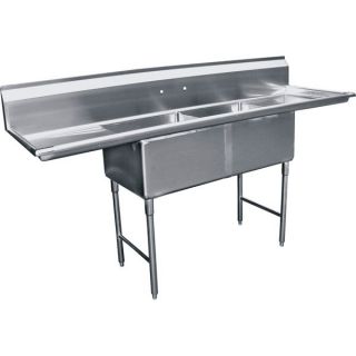 Compartment Stainless Steel Sink 24x24 2 Drainboard