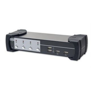 SYBA 4 Port USB DVI KVM Switch w Speaker Printer Thumb Drive Support
