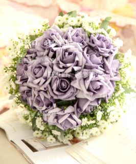 33cm 13 Diameter Blue Pink Artificial Silk Wedding Bridal Rose Flower