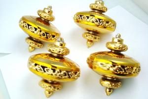 Gold UFO Space Age Flying Saucer Christmas Ornaments