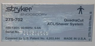 Stryker Endoscopy 275 702 Quadracut ACL Shaver System
