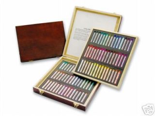  Fine Soft Pastels Set Kit in Wood Case Artist Art Drawing Gift