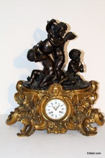 1800 Ormolu and Patinated Mantel Clock by Deniere Paris