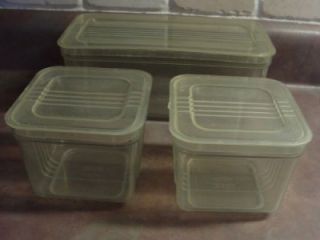Vintage Hutzler 3 Green Plastic Food Storage Containers