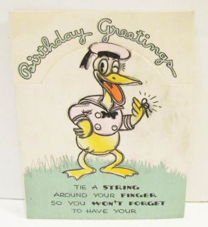 Donald Duck 1936 Hallmark Birthday Greeting Card Walt Disney Great