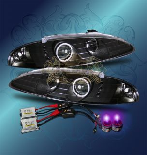 95 96 Eclipse Eagle Talon Halo Projector BLK Headlights Lamps 12000K