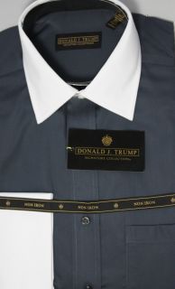 Donald Trump Slate Dark Gray French Cuff Shirt 100 Non Iron Cotton
