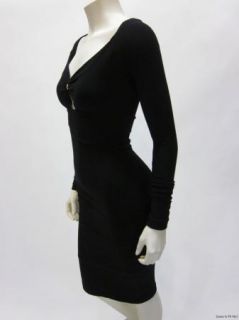 DSQUARED2 Black Jersey Knit Long Sleeve w/Keyhole Dress sz S