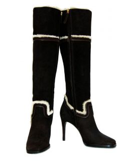 New $1600 Dsquared2 Brown Suede Boots with Fur 38 5 8 5 Italy