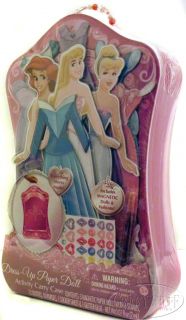 Disney Princess Dress Up Paper Doll Set Carry Case Ariel Cinderella
