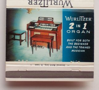 1960s Matchbook Wurlitzer Organ East Stroudsburg PA MB