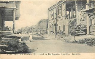JAMAICA KINGSTON POST OFFICE & HARBOUR STREET AFTER EARTHQUAKE K28663