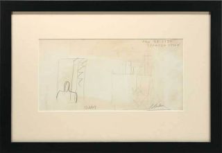 1972 Ellsworth Kelly Original Signed Pencil Drawing with Letter