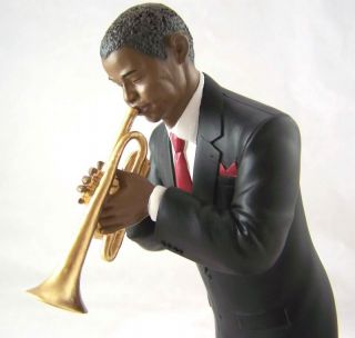 Trumpet Player Black Ebony Man Jazz Figurine Music