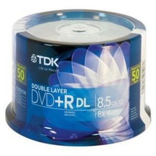 50pk TDK Life on Record DVD R DL Dual Double Layer 8 5GB 8x Disc with