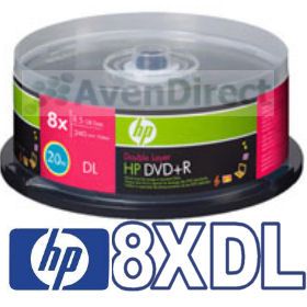 20 New HP 8x 8 5GB Logo Double Dual Layer Blank DVD R DL USPS Priority