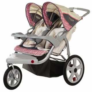  Grand Safari Swivel Wheel Double Stroller Tan Pink 11 AR284