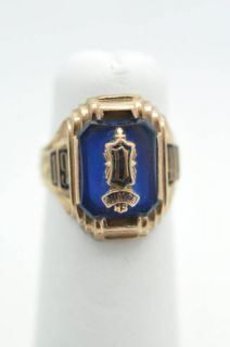 Antique 1940 Duryea High School Class Ring 10K Y Gold