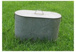Vintage Galvanized Steel Tub Large Oval with Lid Canner Boiler Wash