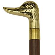 Unisex Duck Head Cane Walnut Maple Solid Brass Handle