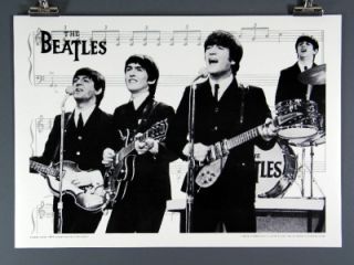 The Beatles RARE Poster Early Years Ed Sullivan Copyright 1982 Silver