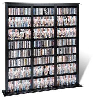 Black Triple 1170 CD DVD Media Storage Cabinet Rack w Adjustable