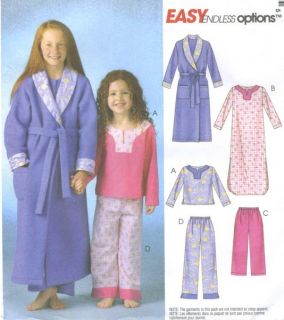  Pajama Top Pants Gown Sewing Pattern Contrast McCalls 4649 Easy